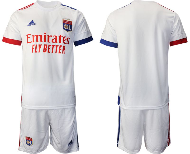 Men 2020-2021 club Lyon home white Soccer Jerseys